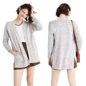 Madewell Midland Long Sleeve Open Front Cardigan Sweater Small Gray Black Cotton